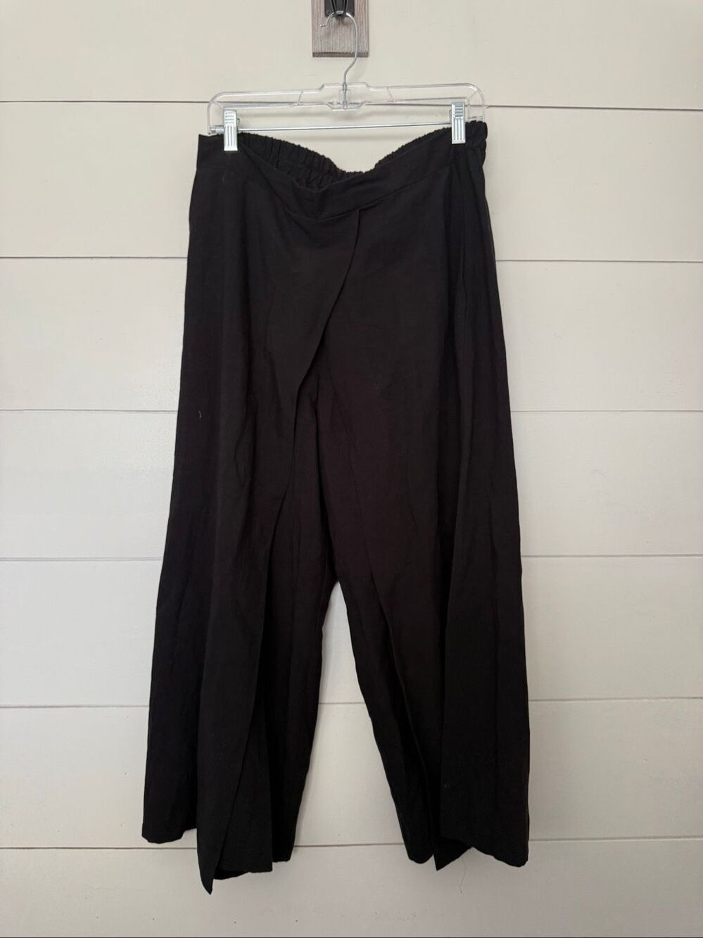 Niche Nilgun Derman Women’s Large Linen Blend Black Lagenlook Wide Leg Pants